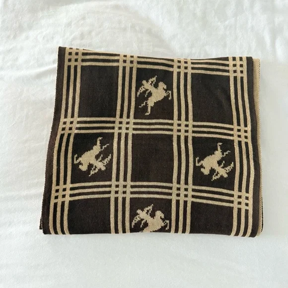 Burberry Burberrys Vintage Cashmere Prorsum Knit Equestrian Brown Scarf - Picture 5 of 5